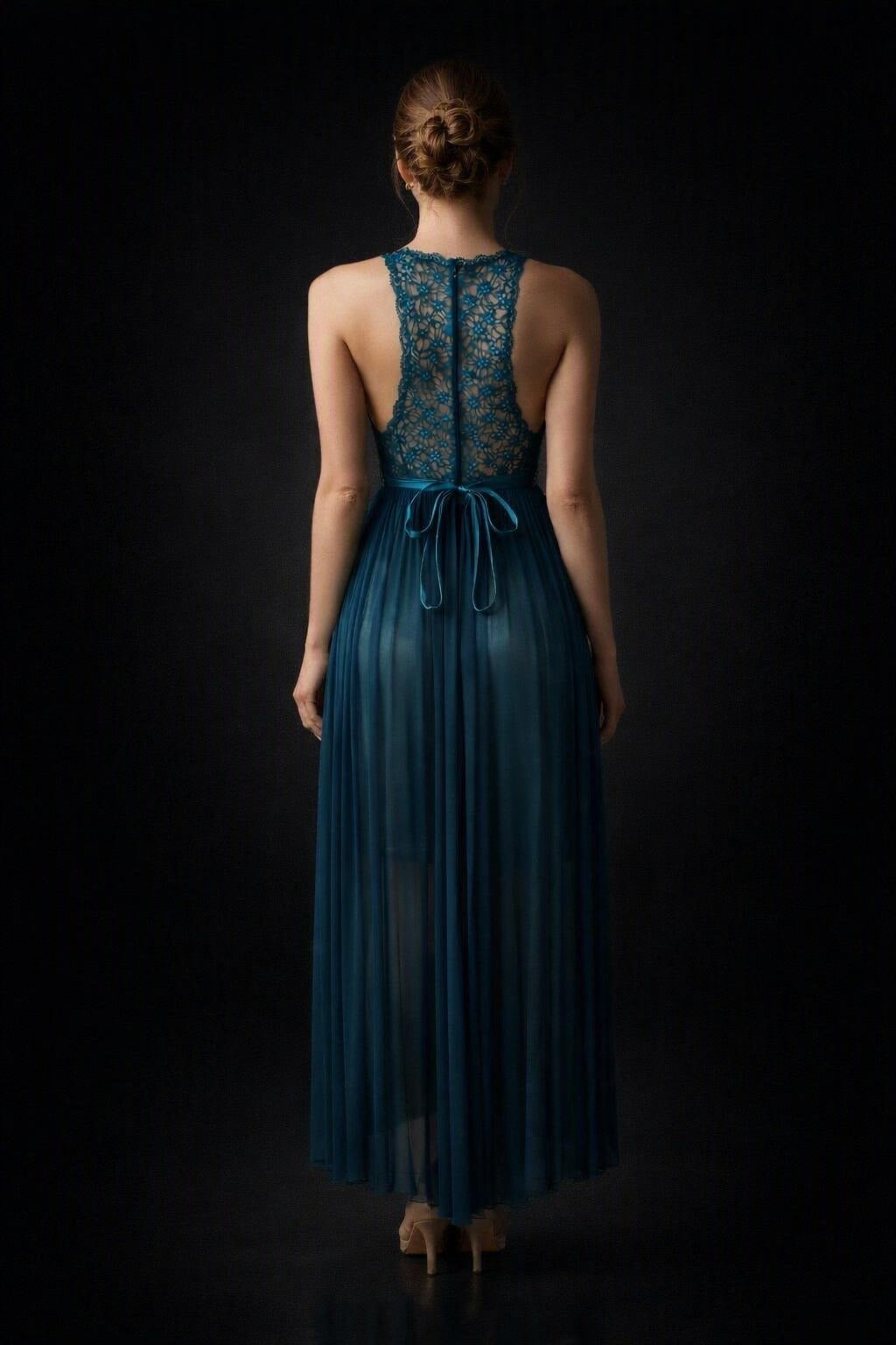Romantic Dark Green Long Lace Nightgown