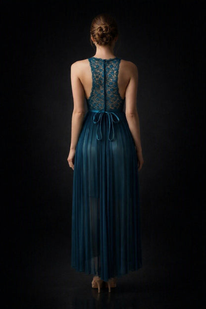 Romantic Dark Green Long Lace Nightgown