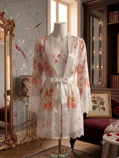 Luxury White Floral Satin Lace Se