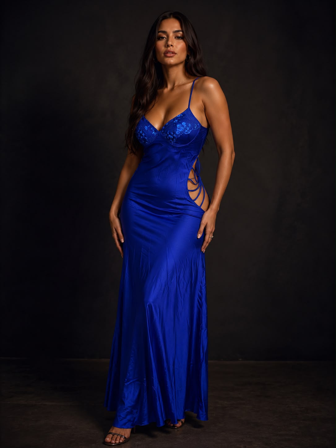 Luxury Royal Blue Satin Nightdress