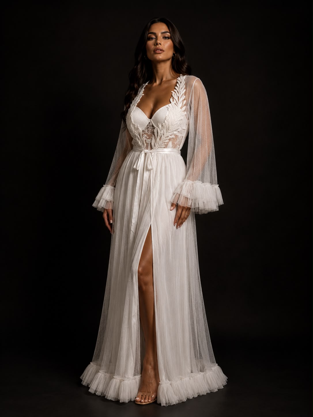 Luxury White Long Bridal Nightgown