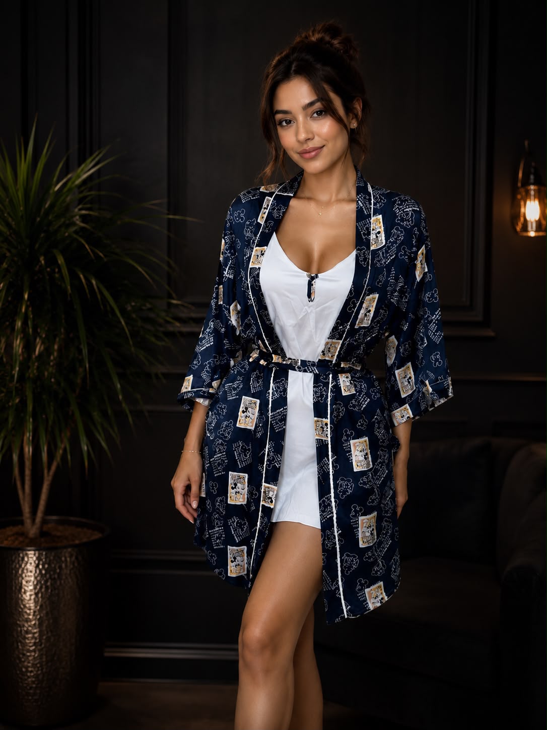 Printed Satin Robe Set