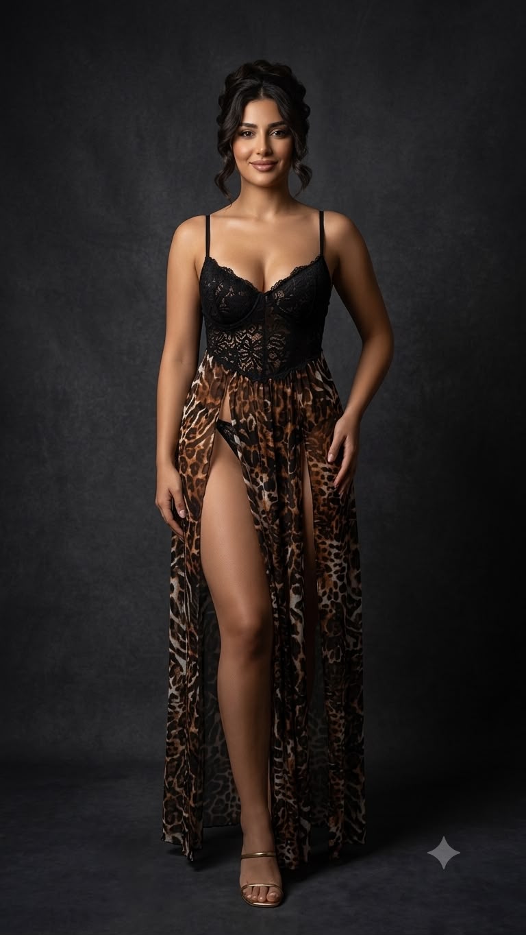 Leopard Print Lace Sleep Dress
