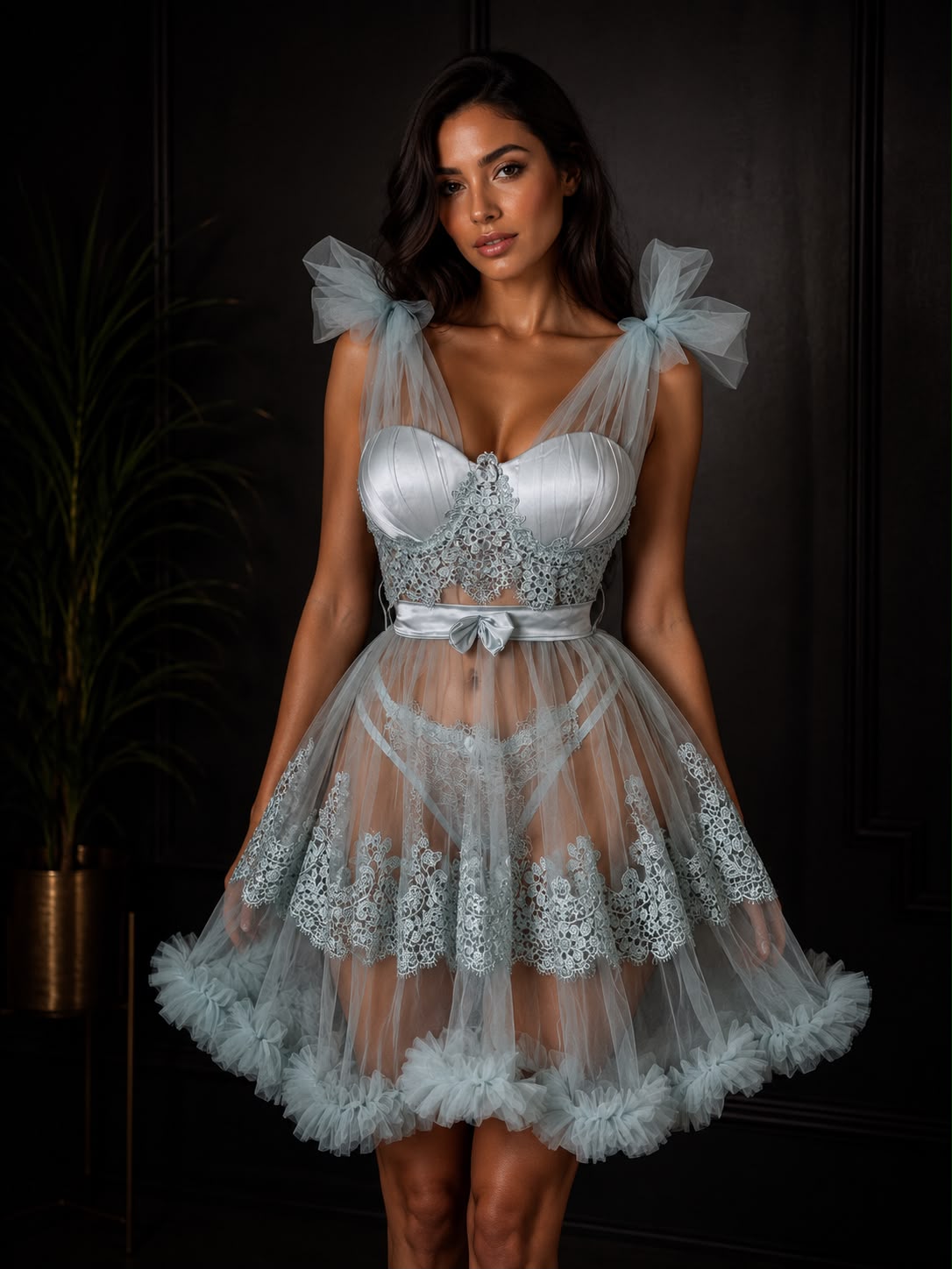 Luxury Silver Satin Nightdress