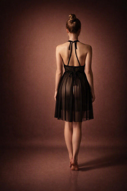 Luxury Black Lace Babydoll Nightdress